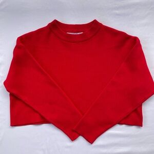 Red Cropped Sweater - Bershka - Medium